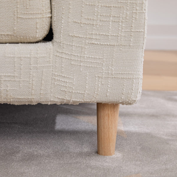 English Elm 83.1"wide Chenille Chaise Bench Bolster Pillows Rubberwood Legs Modern Bedroom Lounge Beige W3098S00089