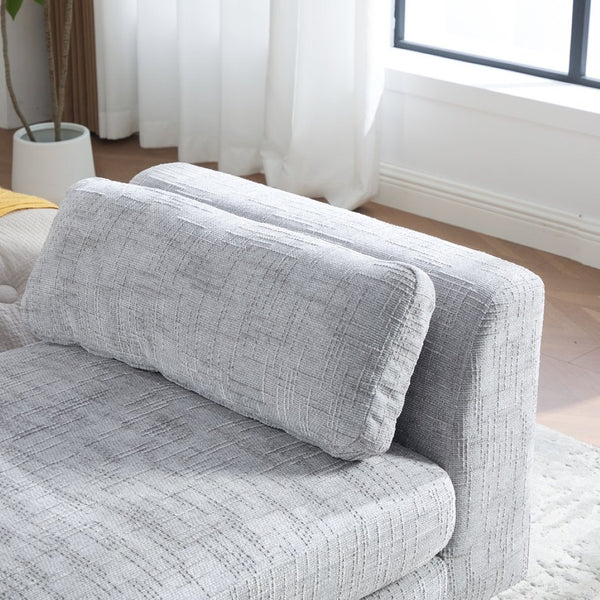 English Elm 83.1"wide Chenille Upholstered Daybed Bench with Bolster Pillows and Rubberwood Legs W3098S00092