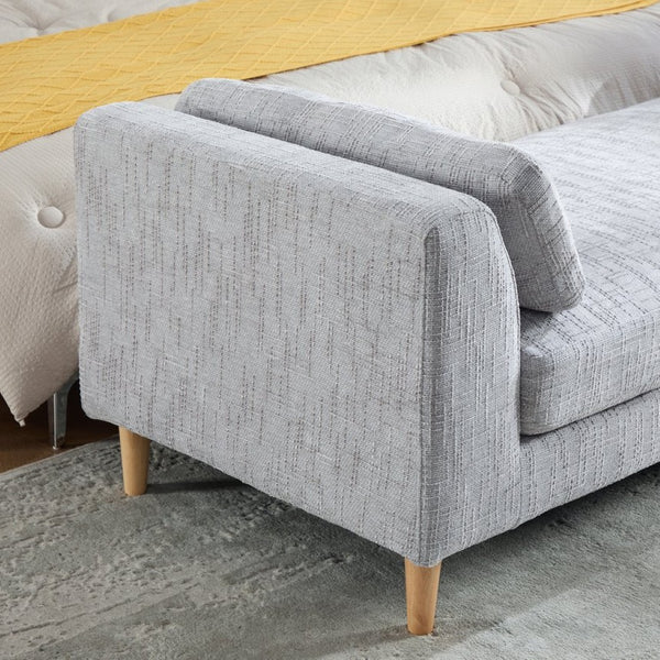 English Elm 83.1"wide Chenille Upholstered Daybed Bench with Bolster Pillows and Rubberwood Legs W3098S00092