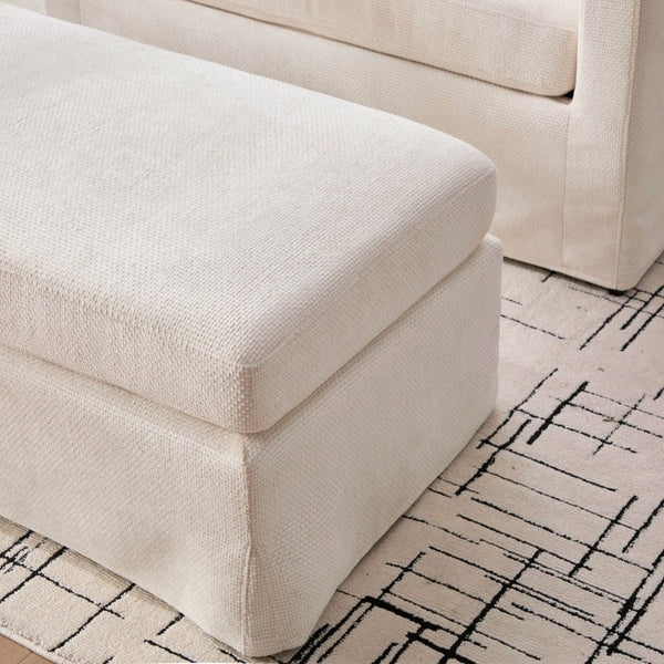 English Elm 43.9 Inch Oversized Chenille Accent Chair with Ottoman Bolster Pillows Farmhouse Lounge Seating Beige W3098S00093