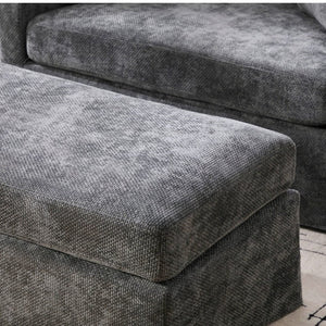 English Elm 43.9 Inch Oversized Chenille Accent Chair with Ottoman Bolster Pillows Farmhouse Lounge Seating Charcoal W3098S00095