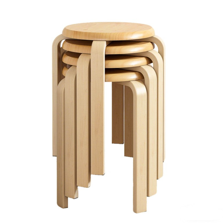 English Elm Stackable Bentwood Backless Stools Set of Four with Natural Finish for Kitchens and Classrooms W3101P417702