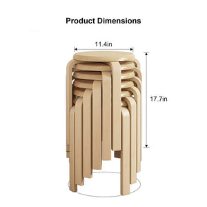 English Elm Stackable Bentwood Round Backless Stools Set of 6 with Felt Pads for Dining or Classroom W3101P480684