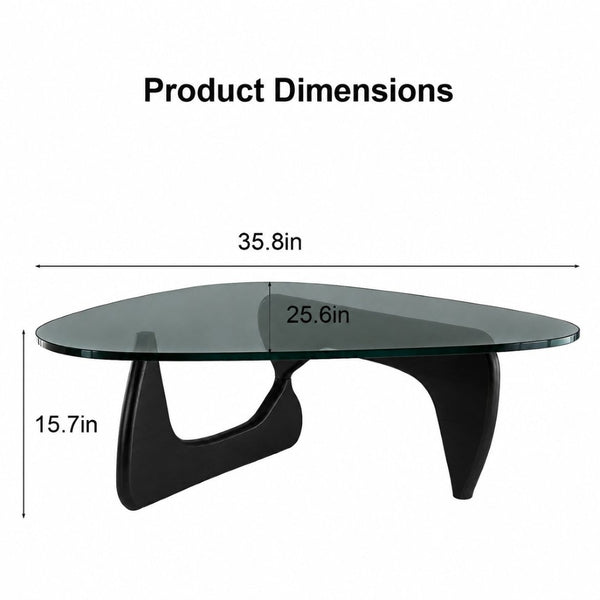 English Elm Modern Mid Century Coffee Table Tempered Glass Top Walnut Base Low Profile Lounge W3101P480730