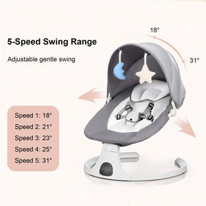 English Elm Baby Electric Swing with Bluetooth Speaker Remote 5 Speeds Soothing Nursery Rocker W3101P481716