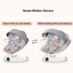 English Elm Baby Electric Swing with Bluetooth Speaker Remote 5 Speeds Soothing Nursery Rocker W3101P481716