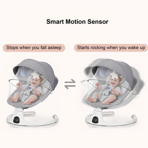 English Elm Baby Electric Swing with Bluetooth Speaker Remote 5 Speeds Soothing Nursery Rocker W3101P481716