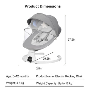 English Elm Baby Electric Swing with Bluetooth Speaker Remote 5 Speeds Soothing Nursery Rocker W3101P481716