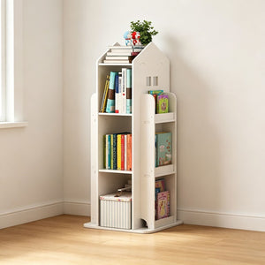 English Elm 4-Tier Rotating Kids Bookcase Spinning Floor Tower for Bedroom Playroom Study W3101P484433
