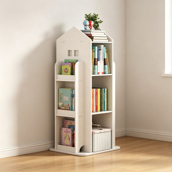 English Elm 4-Tier Rotating Kids Bookcase Spinning Floor Tower for Bedroom Playroom Study W3101P484433