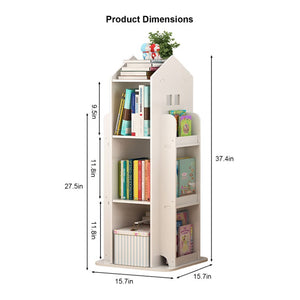 English Elm 4-Tier Rotating Kids Bookcase Spinning Floor Tower for Bedroom Playroom Study W3101P484433