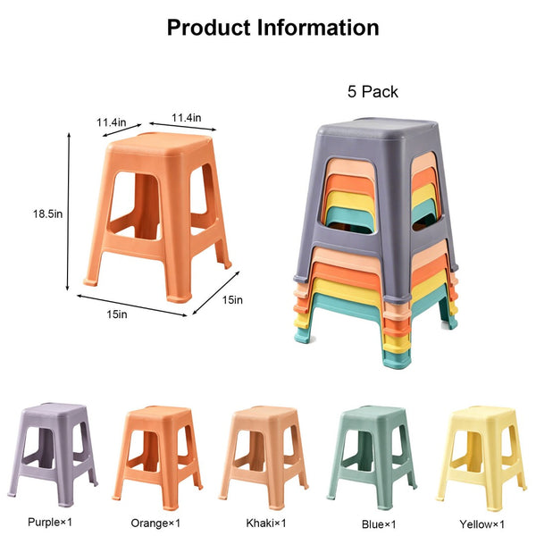 English Elm 5 Pack Polypropylene Stackable Backless Stools Flexible Seating for Classroom or Home W3101P484932