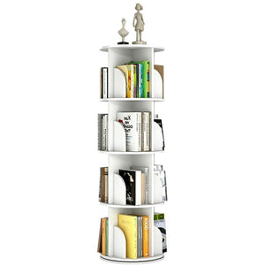 English Elm Rotating Bookcase Four Tier Spinning Tower Slim MDF Shelving for Bedroom or Study W3101P492522