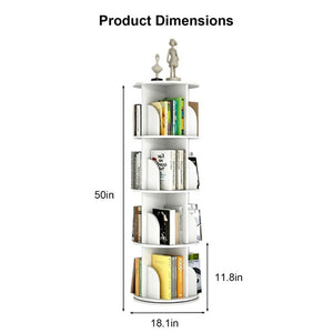 English Elm Rotating Bookcase Four Tier Spinning Tower Slim MDF Shelving for Bedroom or Study W3101P492522