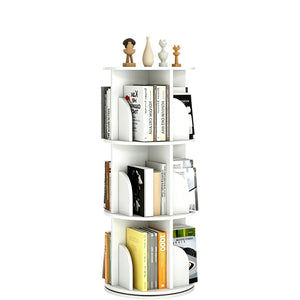 English Elm Rotating 3 Tier Floor Bookcase White Mdf 360 Spin Shelf for Bedroom Small Spaces W3101P492526