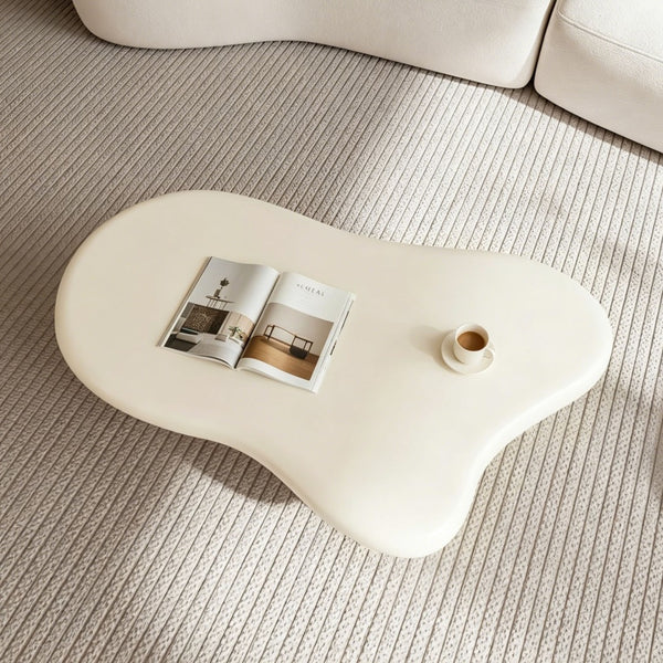 English Elm Cloud Shaped Wood Coffee Table Sculptural Cream Accent Piece for Modern Living Spaces W3101P492744