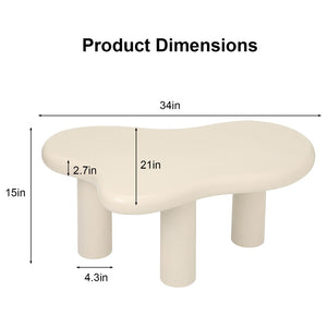 English Elm Cloud Shaped Wood Coffee Table Sculptural Cream Accent Piece for Modern Living Spaces W3101P492744