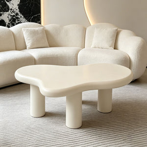 English Elm Cloud Shaped Wood Coffee Table Sculptural Cream Accent Piece for Modern Living Spaces W3101P492744
