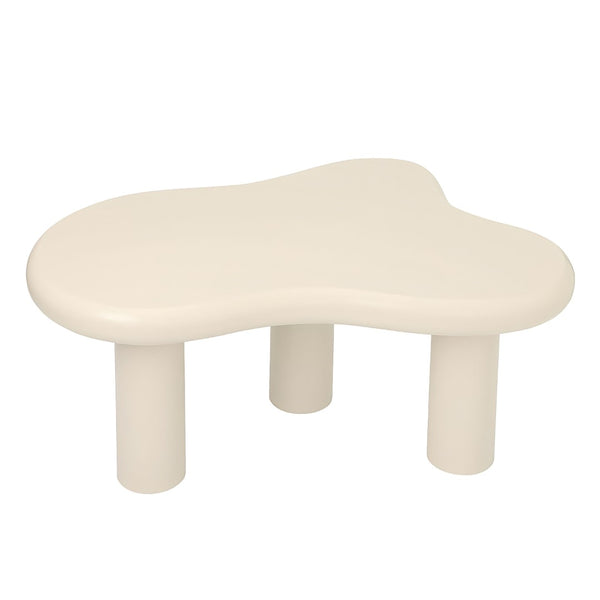 English Elm Cloud Shaped Wood Coffee Table Sculptural Cream Accent Piece for Modern Living Spaces W3101P492744