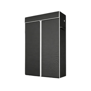 English Elm Freestanding Metal Garment Rack with Dust Cover Rolling Wheels and Side Hooks for Bedroom W3101P493234