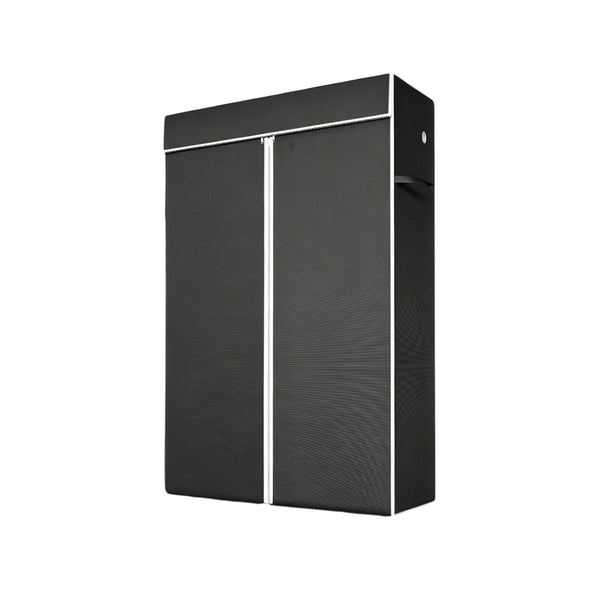 English Elm Freestanding Metal Garment Rack with Dust Cover Rolling Wheels and Side Hooks for Bedroom W3101P493234
