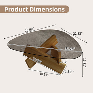 English Elm Modern Glass Top Coffee Table with Walnut-Tone Base for Mid Century Living Rooms Walnut W3101P508498