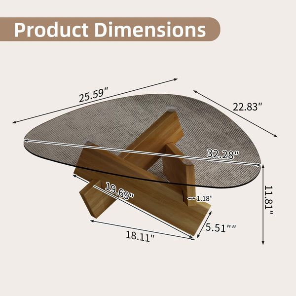 English Elm Modern Glass Top Coffee Table with Walnut-Tone Base for Mid Century Living Rooms Walnut W3101P508498