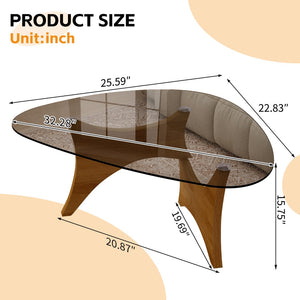 English Elm Modern Glass Top Coffee Table with Walnut Base Mid Century Living Room Accent Walnut W3101P508505