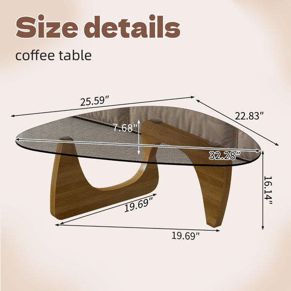 English Elm Modern Mid-Century Glass Top Coffee Table with Walnut Base for Living Room Office Walnut W3101P508517