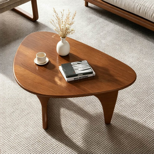 English Elm Noguchi Inspired Oval Walnut Coffee Table Triangular Base Mid-Century Living Room W3101P530716