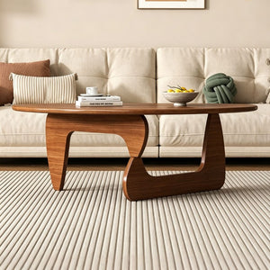 English Elm Noguchi Inspired Oval Walnut Coffee Table Triangular Base Mid-Century Living Room W3101P530716