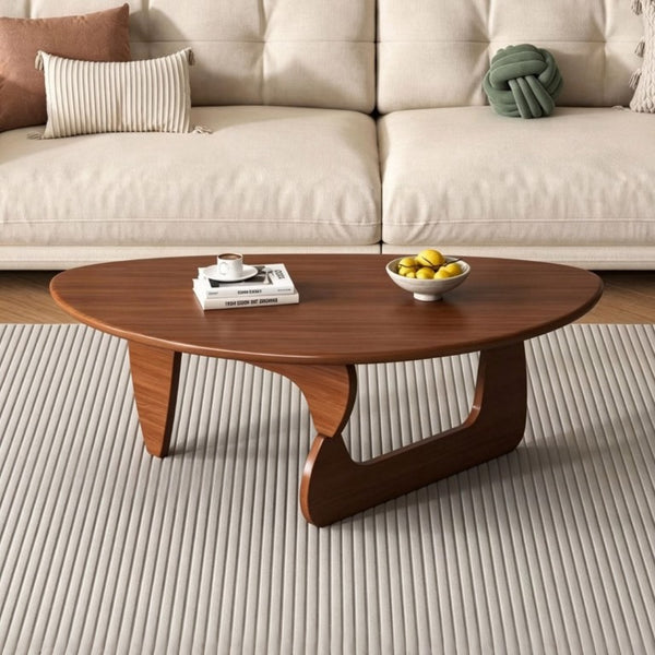 English Elm Noguchi Inspired Oval Walnut Coffee Table Triangular Base Mid-Century Living Room W3101P530716