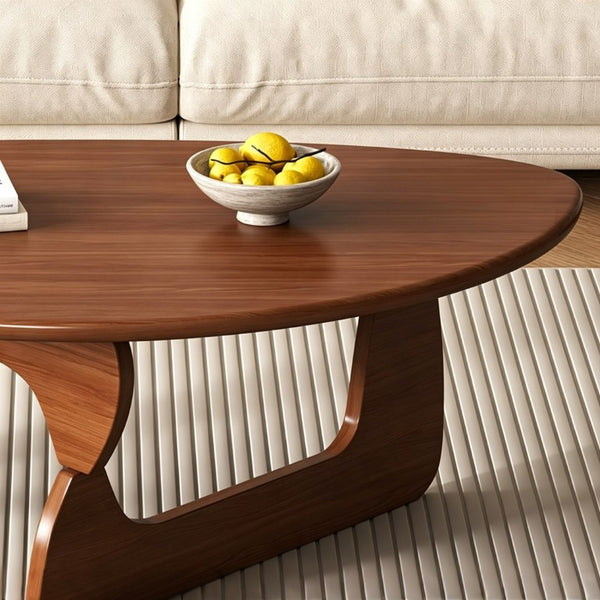 English Elm Noguchi Inspired Oval Walnut Coffee Table Triangular Base Mid-Century Living Room W3101P530716