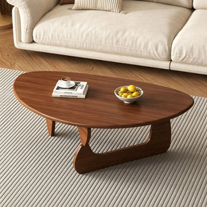 English Elm Noguchi Inspired Oval Walnut Coffee Table Triangular Base Mid-Century Living Room W3101P530716
