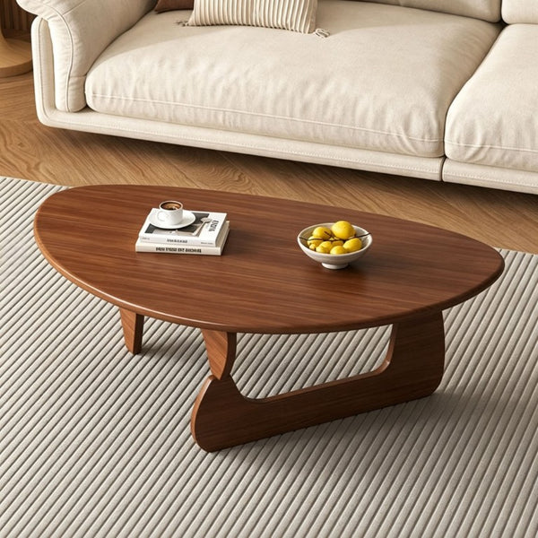 English Elm Noguchi Inspired Oval Walnut Coffee Table Triangular Base Mid-Century Living Room W3101P530716