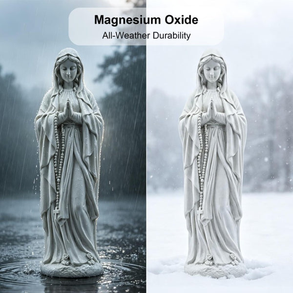 English Elm Virgin Mary Praying Garden Statue Magnesia Sculpted Rosary Outdoor Lawn Memorial Decor W3101P533550