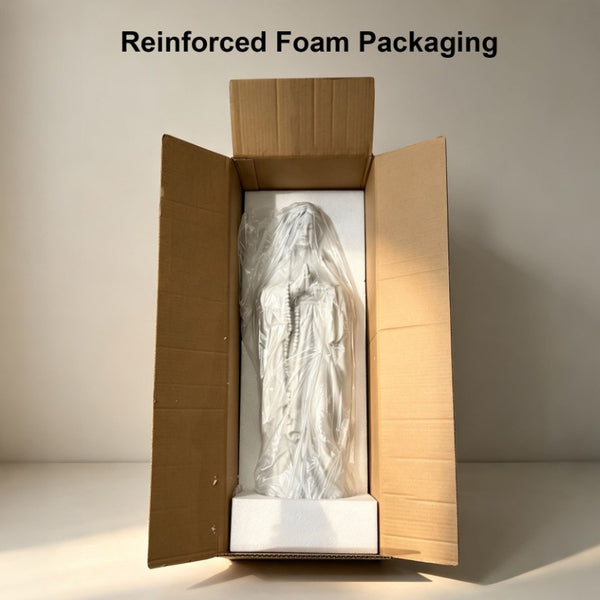 English Elm Virgin Mary Praying Garden Statue Magnesia Sculpted Rosary Outdoor Lawn Memorial Decor W3101P533550