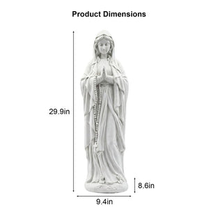 English Elm Virgin Mary Praying Garden Statue Magnesia Sculpted Rosary Outdoor Lawn Memorial Decor W3101P533550