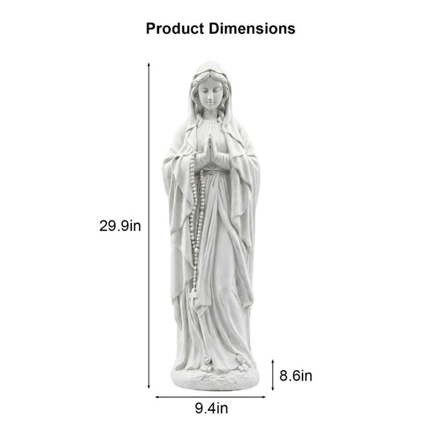 English Elm Virgin Mary Praying Garden Statue Magnesia Sculpted Rosary Outdoor Lawn Memorial Decor W3101P533550