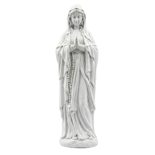 English Elm Virgin Mary Praying Garden Statue Magnesia Sculpted Rosary Outdoor Lawn Memorial Decor W3101P533550