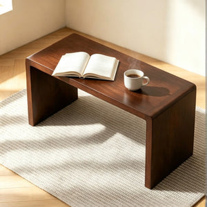 English Elm 13.77 Inch C Shaped Sofa Side Table Walnut Finish Convertible Laptop Snack Stand W3101P548119