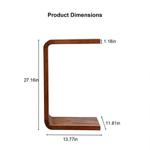 English Elm 13.77 Inch C Shaped Sofa Side Table Walnut Finish Convertible Laptop Snack Stand W3101P548119