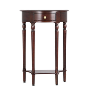 English Elm 23.6 Inch Semi-Circle Entryway Console Table with Drawer Carved Legs Dark Wood W3101P548870