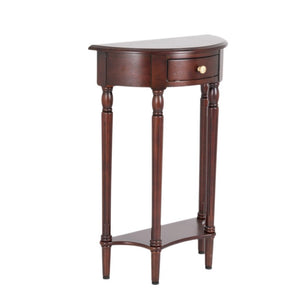 English Elm 23.6 Inch Semi-Circle Entryway Console Table with Drawer Carved Legs Dark Wood W3101P548870