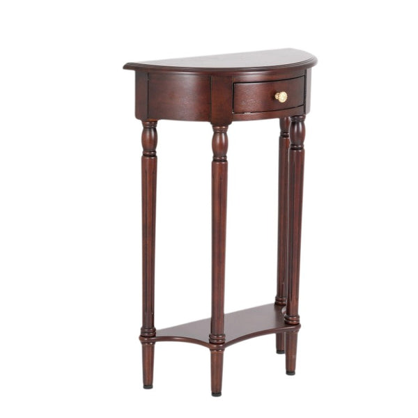 English Elm 23.6 Inch Semi-Circle Entryway Console Table with Drawer Carved Legs Dark Wood W3101P548870
