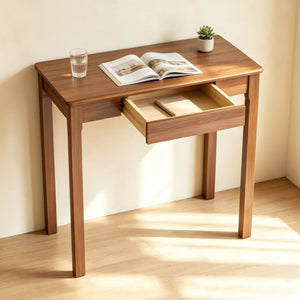 English Elm 31.5 Inch Natural Wood Writing Desk with Drawer Compact Study Table for Small Spaces W3101P548878