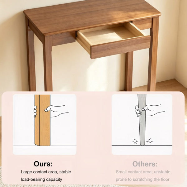 English Elm 31.5 Inch Natural Wood Writing Desk with Drawer Compact Study Table for Small Spaces W3101P548878