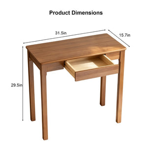 English Elm 31.5 Inch Natural Wood Writing Desk with Drawer Compact Study Table for Small Spaces W3101P548878