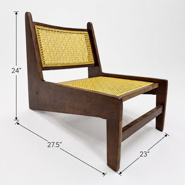 English Elm Modern Rattan Weave Accent Chair Walnut Wood Frame Boho Mid Century Living Room Seat W3101P552731