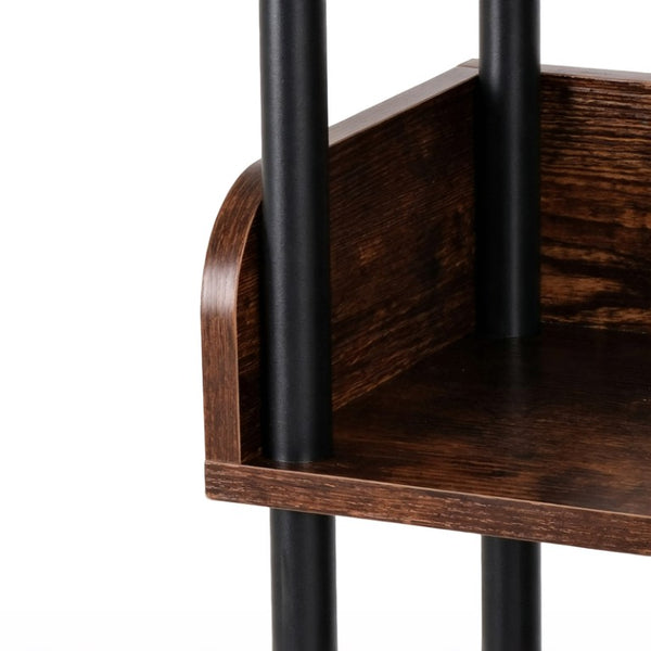 English Elm 5-Tier Industrial Bookcase Rustic Brown MDF Shelving with Black Metal Frame for Home Office W3101P574173